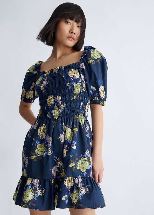 Blue Women's Liu Jo Floral Denim Dress | BMX-960734