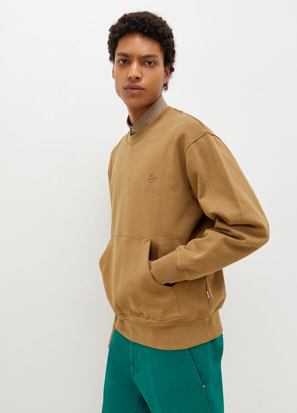 Brown Men's Liu Jo Crew Neck Sweaters | BGW-926430