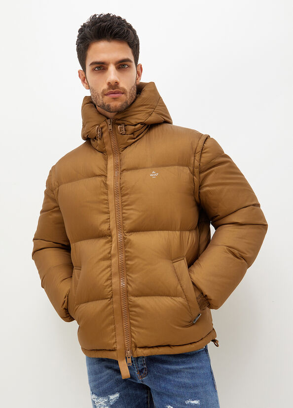 Brown Men's Liu Jo Hooded Down Jackets | DWE-798524