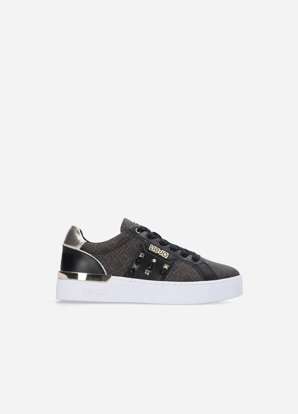 Brown Women's Liu Jo Monogram With Studs Sneakers | LPE-453679