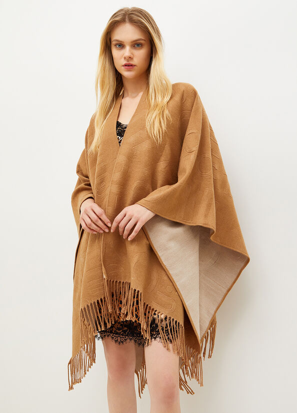 Brown Women's Liu Jo Poncho With Logo Coats | OPV-307214