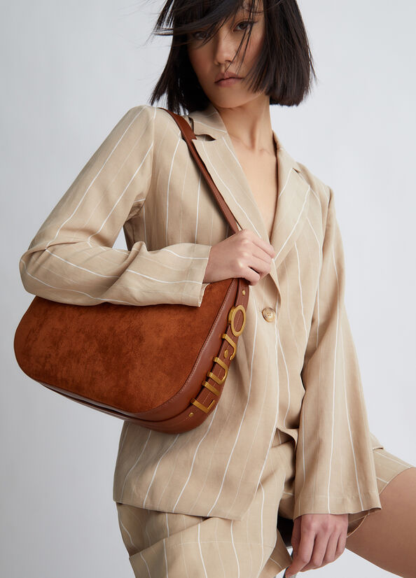 Brown Women's Liu Jo Suede Shoulder Shoulder Bags | KUS-582394