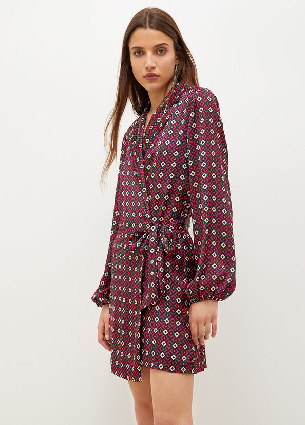 Burgundy Women's Liu Jo With Geometric Print Dress | REZ-768420