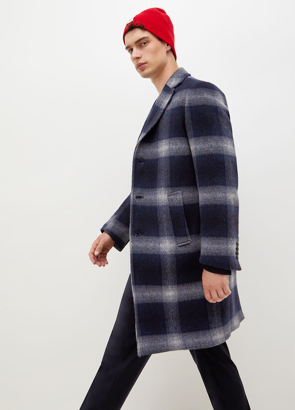 Dark Blue Men's Liu Jo Checked Jackets | LOK-951428