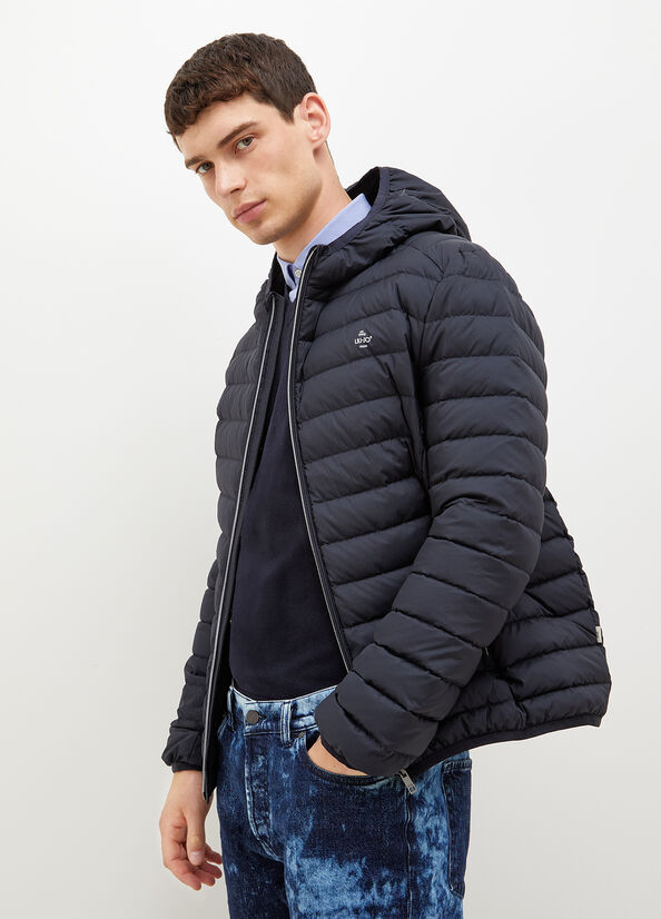 Dark Blue Men's Liu Jo Padded With Hood Jackets | MNF-652719