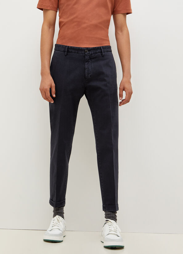 Dark Blue Men's Liu Jo Regular Fit Chinos Pants | JAN-751698