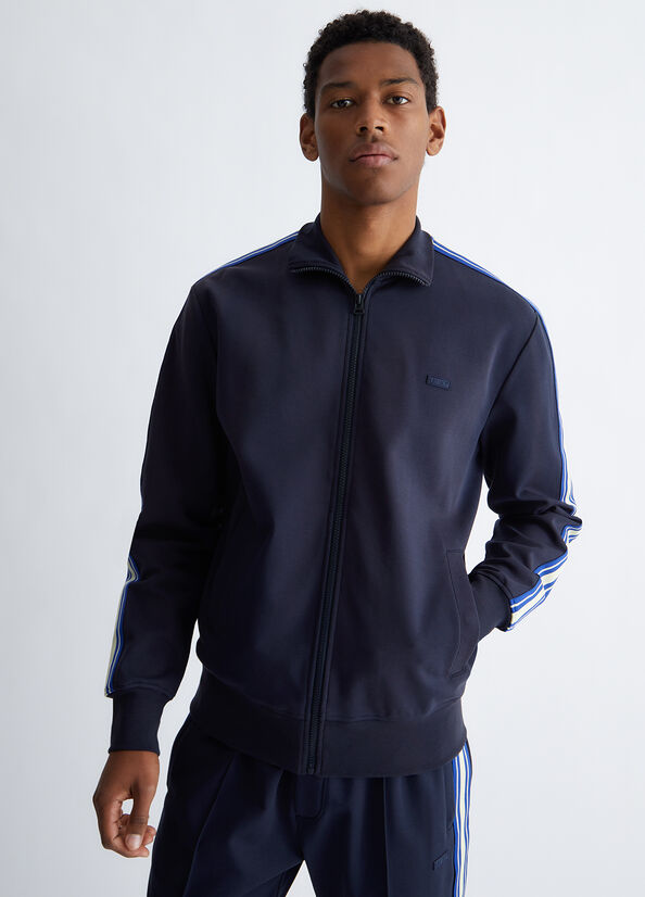 Dark Blue Men's Liu Jo With Zip Sweaters | CQZ-945827