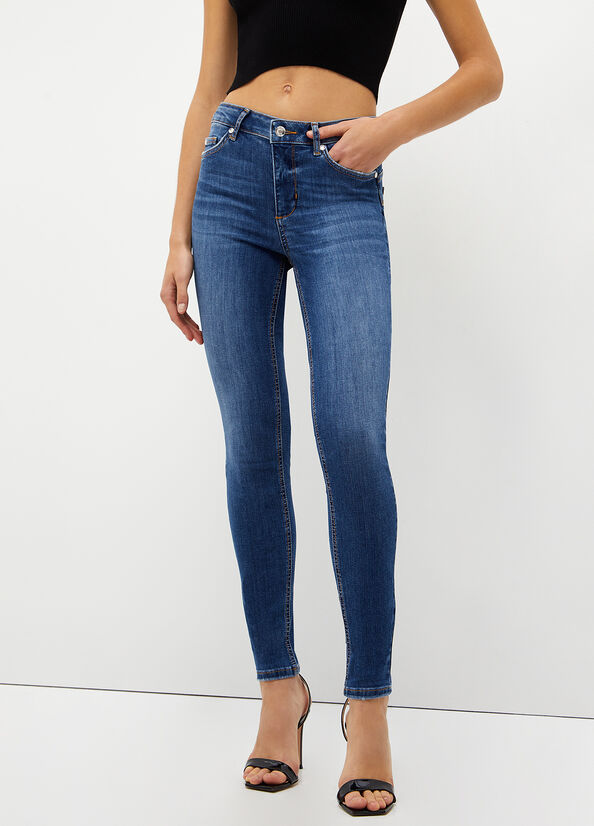 Dark Blue Women's Liu Jo Bottom Up Skinny Jeans | RZI-415973