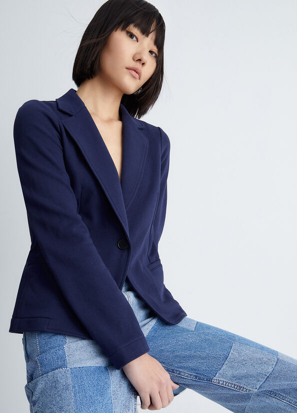 Dark Blue Women's Liu Jo Fabric Blazer Jackets | APM-573164