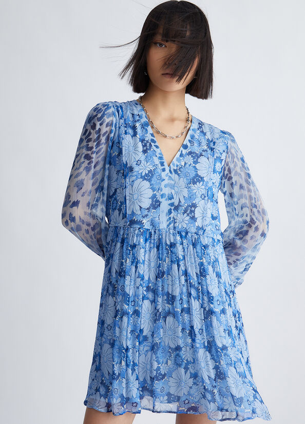 Dark Blue Women's Liu Jo Floral Dress | TFJ-023468