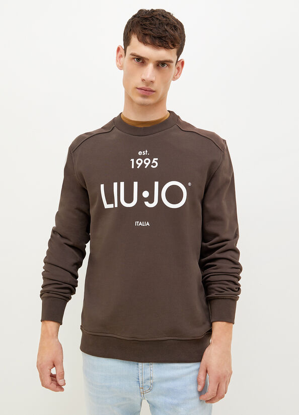 Dark Brown Men's Liu Jo With Logo 1995 Sweaters | QBX-930874