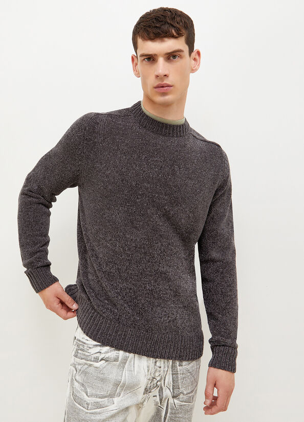 Dark Grey Men's Liu Jo Chenille Sweaters | ZHC-812640