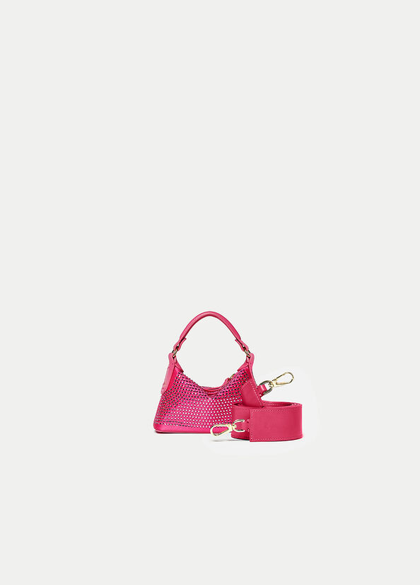 Fuchsia Women's Liu Jo Micro Hobo With Gemstones Crossbody Bags | CHZ-714086