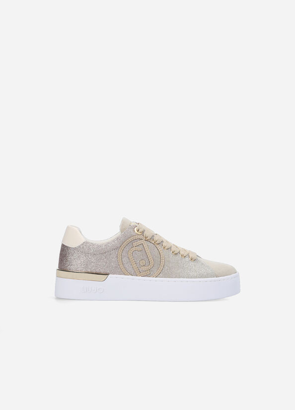 Gold / Brown Women's Liu Jo With All-Over Glitter Sneakers | OZY-813976