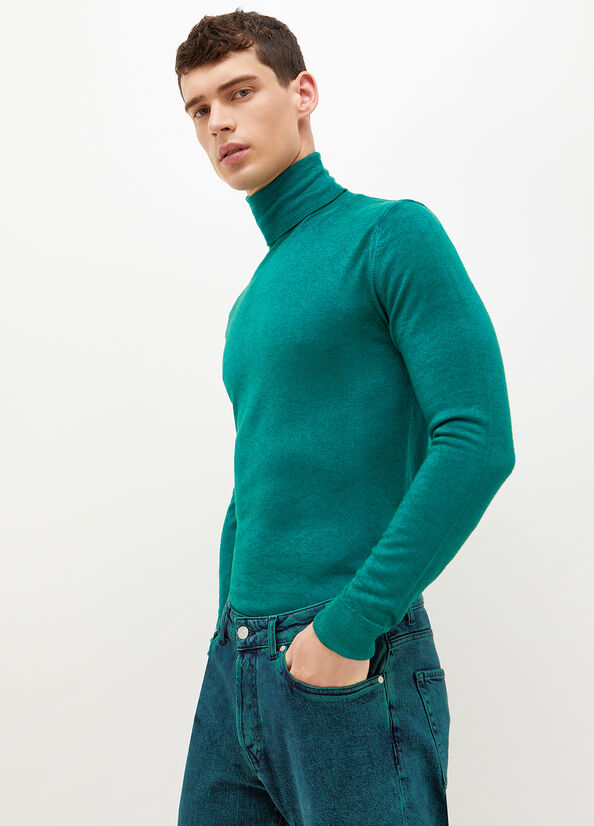 Green Men's Liu Jo Pure Turtleneck Sweaters | NQK-358290