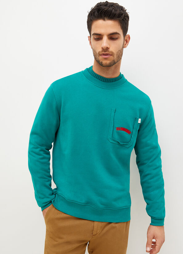 Green Men's Liu Jo With 1995 Print Sweaters | QTP-164723