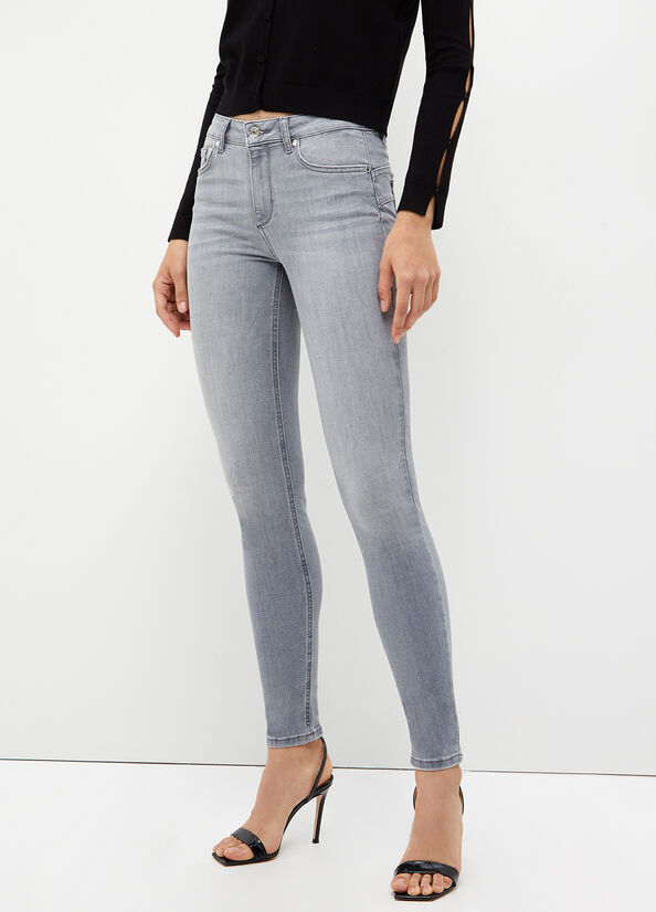 Grey Women's Liu Jo Bottom Up Skinny Jeans | PTJ-645081