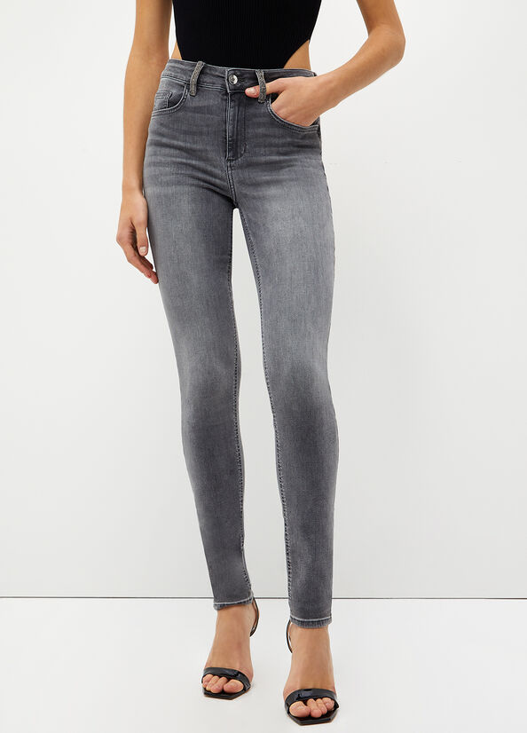 Grey Women's Liu Jo Bottom Up Skinny Jeans | RXZ-365140