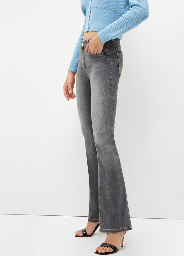 Grey Women's Liu Jo Bottom Up Straight-Fit Jeans | KXI-364120