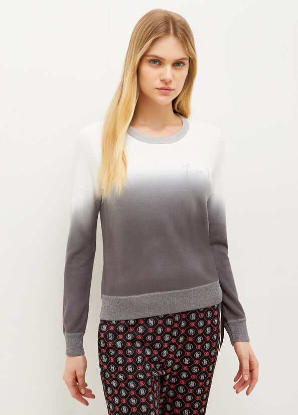 Grey Women's Liu Jo Degradé With Logo Sweaters | GIE-704125