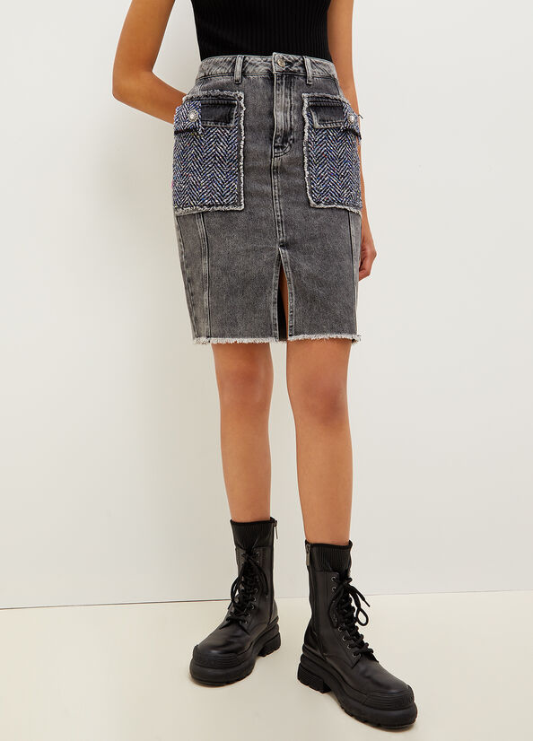 Grey Women's Liu Jo Denim With Pockets Skirts | LSO-076342