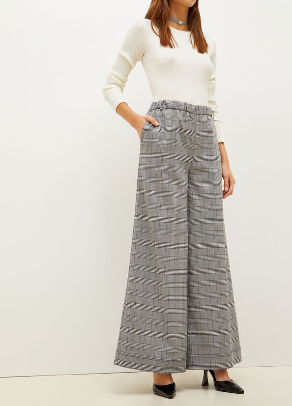 Grey Women's Liu Jo Glen Plaid Palazzo Pants | OMT-805437