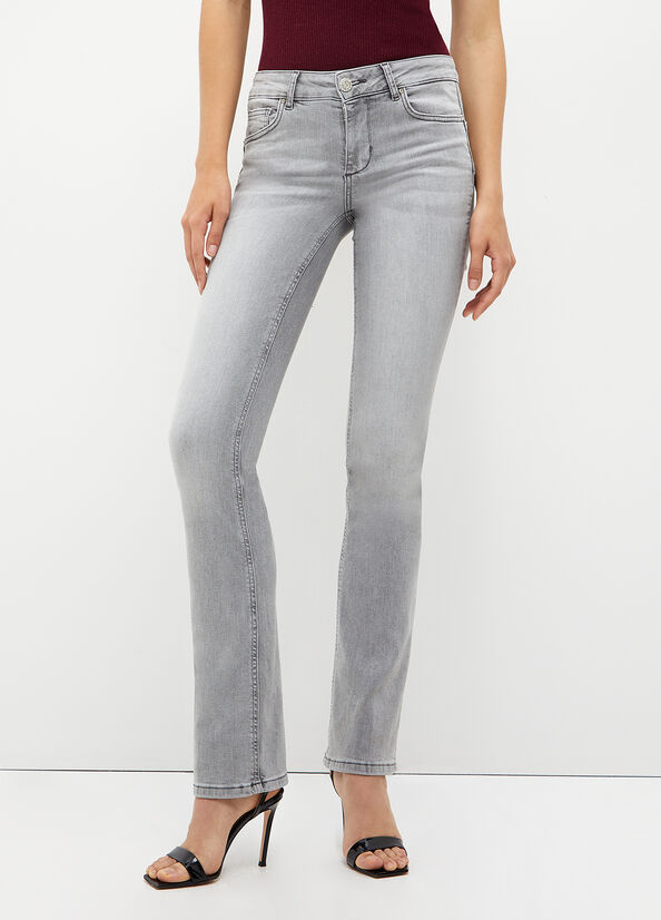 Grey Women's Liu Jo Stretch Denim Cut Skinny Jeans | URL-820534