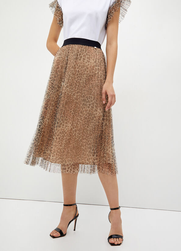 Leopard Women's Liu Jo Pleated With Animal Print Skirts | OAK-718049