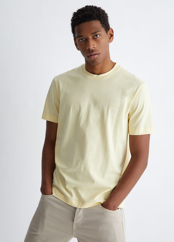 Light Yellow Men's Liu Jo Silk Blend T Shirts | AWT-683415