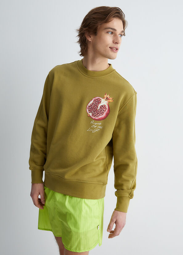 Olive Men's Liu Jo With Pomegranate Print Sweaters | BNO-947285