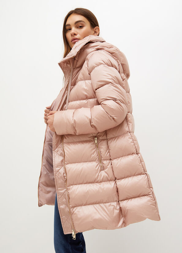 Pink Women's Liu Jo Down In Quilted Technical Fabric Coats | BYO-329740