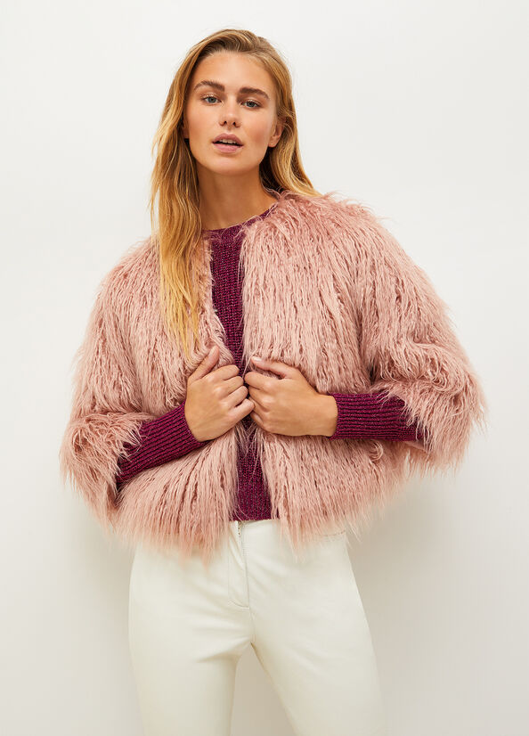 Pink Women's Liu Jo Faux Fur Jackets | TUO-582673