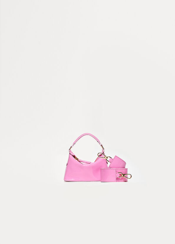 Pink Women's Liu Jo Patent Leather Micro Hobo Crossbody Bags | STE-218749