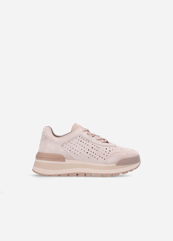 Pink Women's Liu Jo Perforated Platform Sneakers | RZE-395084