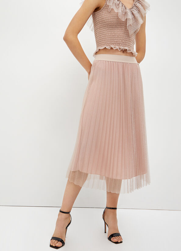 Pink Women's Liu Jo Pleated Tulle Skirts | YMR-687251