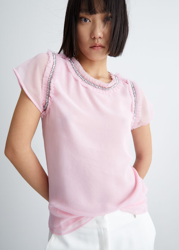 Pink Women's Liu Jo With Rhinestones Tops | JUP-057629