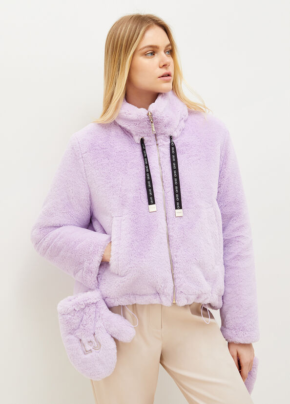 Purple Women's Liu Jo Reversible Nylon And Synthetic Fur Jackets | PCI-061754