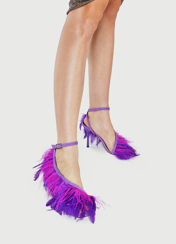 Purple Women's Liu Jo With Heel And Feathers Sandals | UME-513289