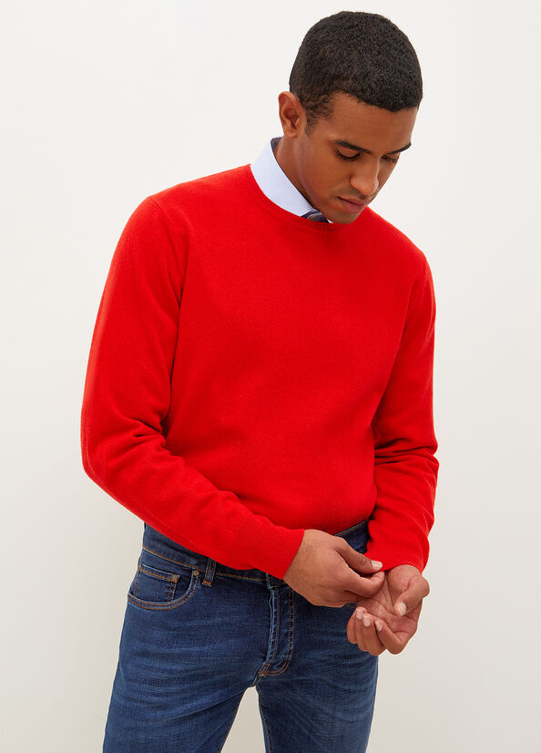 Red Men's Liu Jo Cashmere Pullover Sweaters | VBS-642503