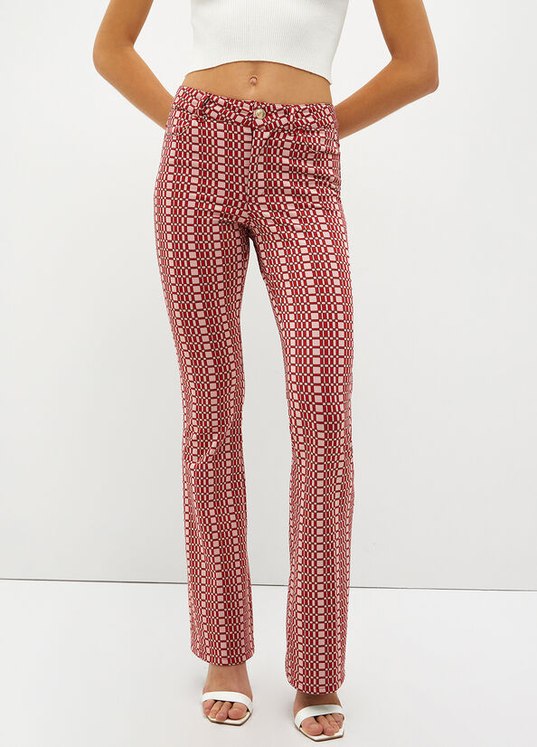 Red Women's Liu Jo Optical Jacquard Pants | WRK-091786