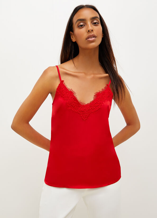 Red Women's Liu Jo Satin Lingerie T Shirts | YWB-843672