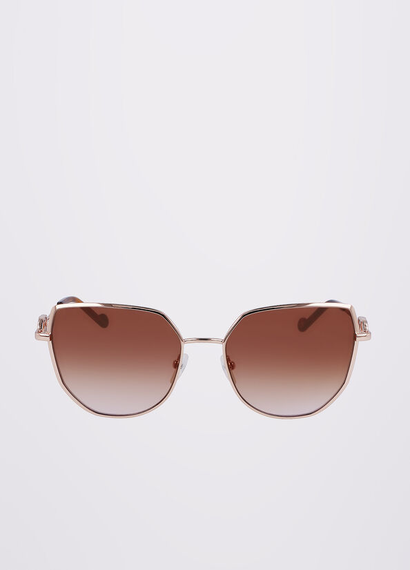 Rose Gold Women's Liu Jo Tea Cup Sunglasses | KIF-025794