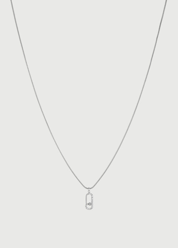 Silver Women's Liu Jo Necklace With Logo Charm Jewelry | JDT-821756