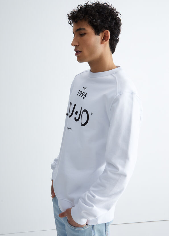 White Men's Liu Jo With Logo Sweaters | YSG-728659