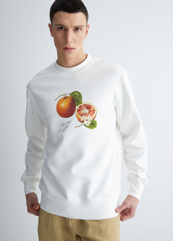 White Men's Liu Jo With Orange Print Sweaters | DQX-870256