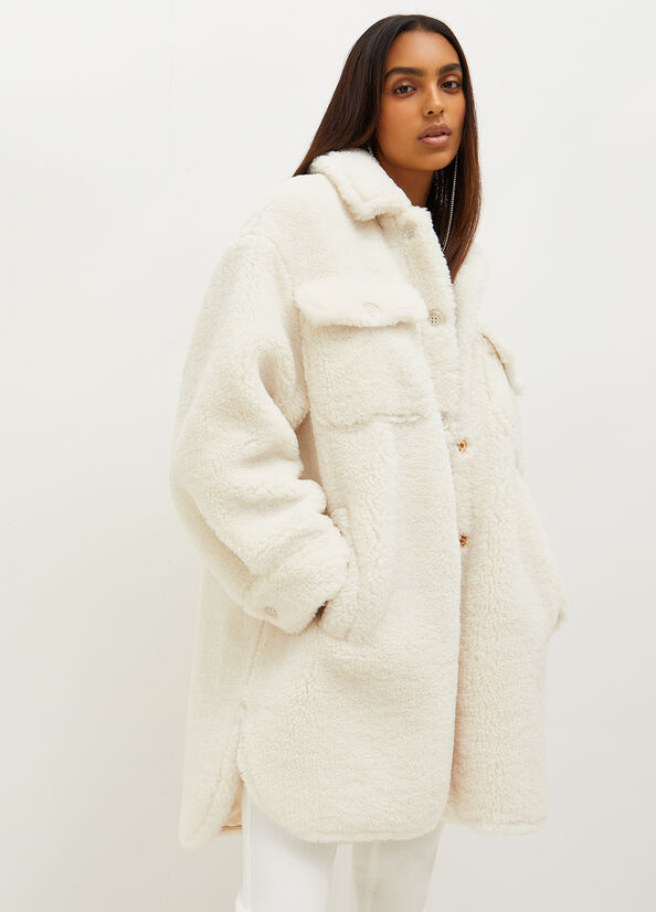 White Women's Liu Jo Eco-Friendly Faux Fur Coats | QRE-105869