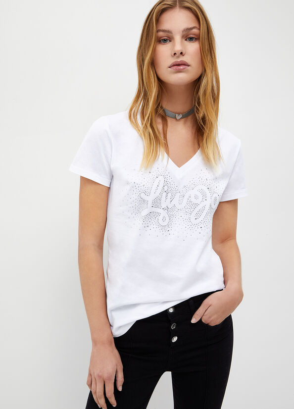 White Women's Liu Jo Eco-Friendly With Logo Tops | EIO-041376