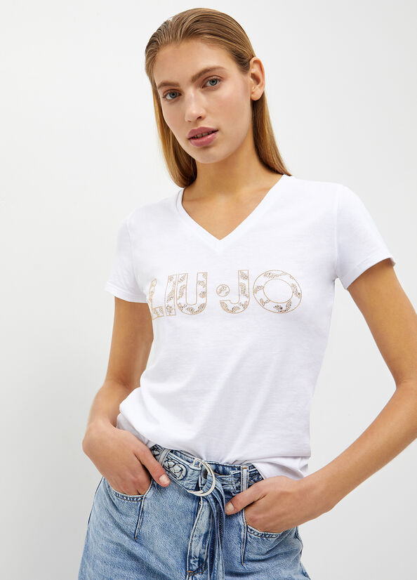 White Women's Liu Jo Eco-Friendly With Logo Tops | JTX-138507