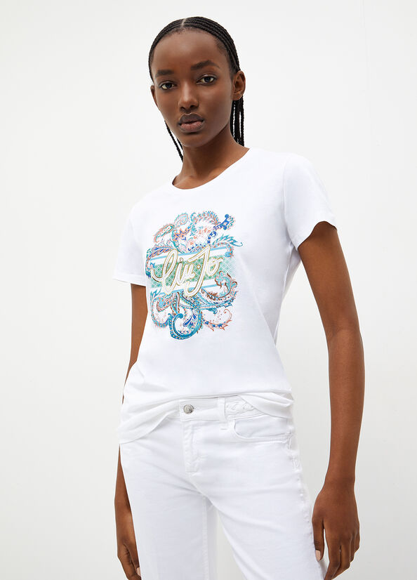 White Women's Liu Jo Eco-Friendly With Logo Tops | QSH-971548