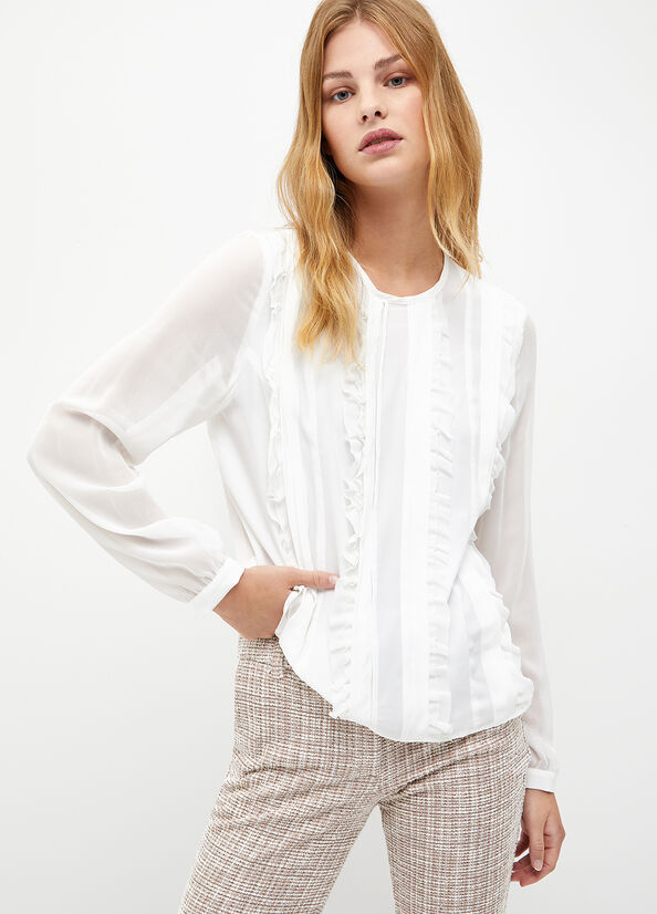 White Women's Liu Jo Georgette Blouse Shirts | GHU-382750